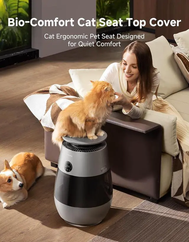 Alt view image 7 of 7 - Dreame Pet Air Purifier AP10, Suck Up Floating Cat Dog Hair Dander, NeverChange 5.4-Year Filters for Odor Purification, 1346 ft² for Home Large Room, Pet-Friendly Design, APP & Voice Control, Grey