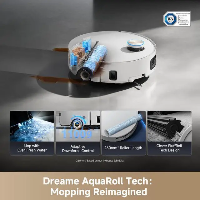 Alt view image 2 of 7 - DREAME Aqua10 Ultra Roller Complete Robot Vacuum and Mop & 30,000Pa Suction, Self-Cleaning Dock & Extending Roller Mop, Heat-Washes & Dries, Carpet Protection, AI Camera & LiDAR Avoidance Tech