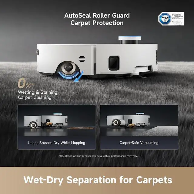 Alt view image 3 of 7 - DREAME Aqua10 Ultra Roller Complete Robot Vacuum and Mop & 30,000Pa Suction, Self-Cleaning Dock & Extending Roller Mop, Heat-Washes & Dries, Carpet Protection, AI Camera & LiDAR Avoidance Tech
