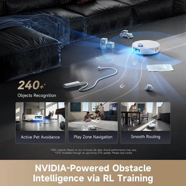 Alt view image 6 of 7 - DREAME Aqua10 Ultra Roller Complete Robot Vacuum and Mop & 30,000Pa Suction, Self-Cleaning Dock & Extending Roller Mop, Heat-Washes & Dries, Carpet Protection, AI Camera & LiDAR Avoidance Tech