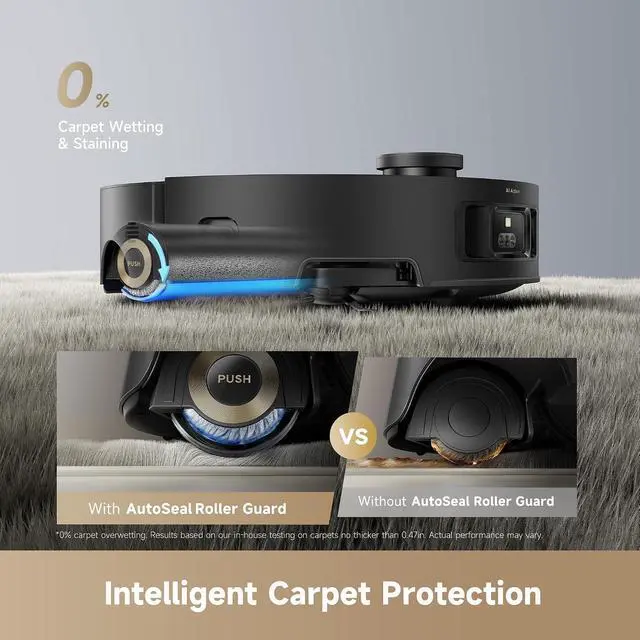 Alt view image 3 of 7 - DREAME Aqua10 Roller Robot Vacuum, AquaRoll Mopping, 30,000Pa Suction, 100% Detangling, Carpet-Protecting Roller Guard, Clear 2.36in Obstacle, Self-Empty, Self-Cleaning, Roller Mop Extending