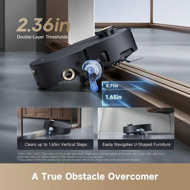 Alt view image 6 of 7 - DREAME Aqua10 Roller Robot Vacuum, AquaRoll Mopping, 30,000Pa Suction, 100% Detangling, Carpet-Protecting Roller Guard, Clear 2.36in Obstacle, Self-Empty, Self-Cleaning, Roller Mop Extending