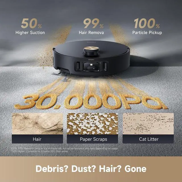 Alt view image 5 of 7 - DREAME Aqua10 Roller Robot Vacuum, AquaRoll Mopping, 30,000Pa Suction, 100% Detangling, Carpet-Protecting Roller Guard, Clear 2.36in Obstacle, Self-Empty, Self-Cleaning, Roller Mop Extending