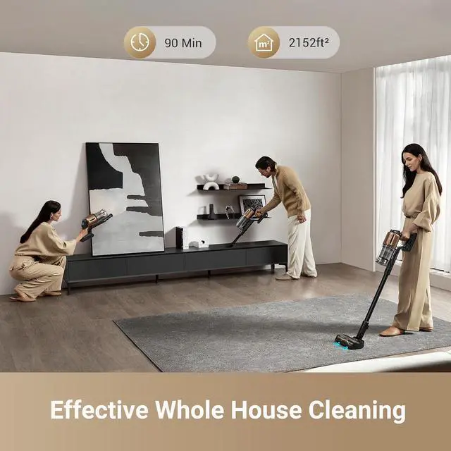 Alt view image 6 of 7 - DREAME Z20 Cordless Vacuum Cleaner, Smart Vacuum Cleaner with 250AW Powerful Suction, Up to 90 Minutes Runtime, Versatile for All Surfaces, Handheld Feature for Hard Floors, Carpets & Sofas