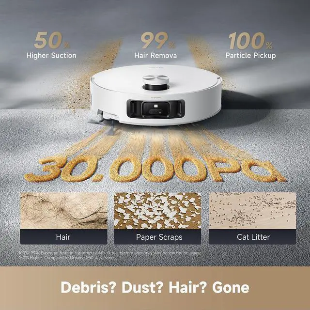 Alt view image 5 of 7 - DREAME Aqua10 Roller Robot Vacuum, AquaRoll Mopping, 30,000Pa Suction, 100% Detangling, Carpet-Protecting Roller Guard, Clear 2.36in Obstacle, Self-Empty, Self-Cleaning, Roller Mop Extending