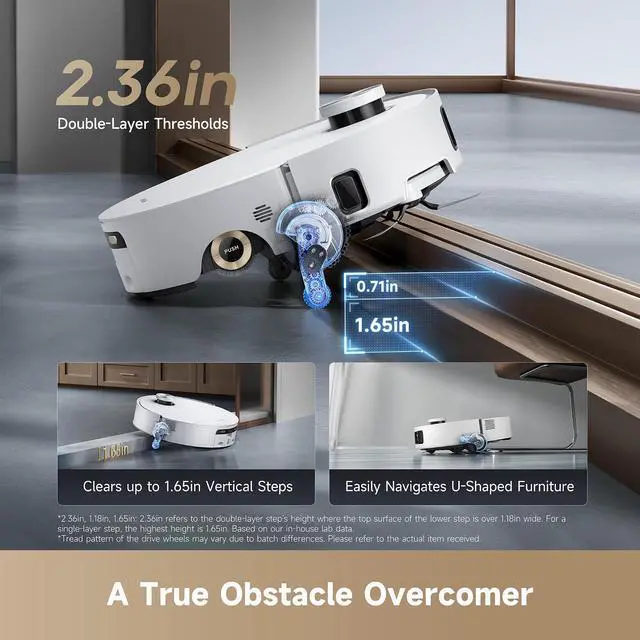 Alt view image 6 of 7 - DREAME Aqua10 Roller Robot Vacuum, AquaRoll Mopping, 30,000Pa Suction, 100% Detangling, Carpet-Protecting Roller Guard, Clear 2.36in Obstacle, Self-Empty, Self-Cleaning, Roller Mop Extending