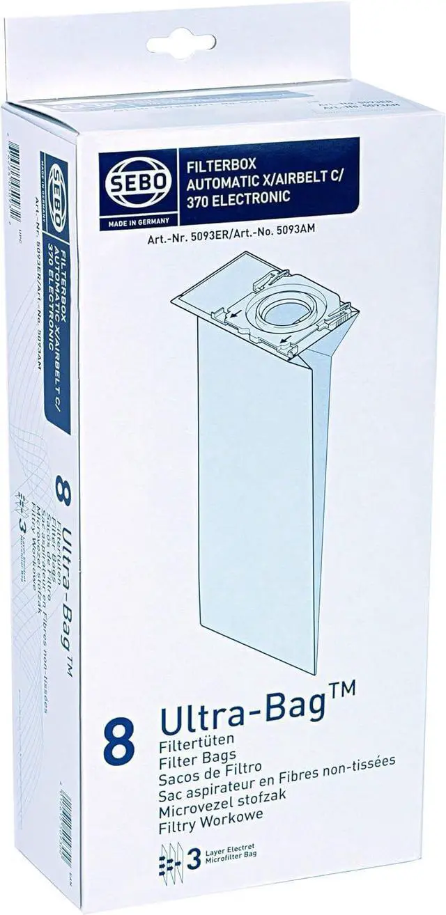 Main image of Sebo Genuine X1 X2 X3 X4 X5 Extra Pet XP2 XP3 5093ER Vacuum Cleaner Dust Bags