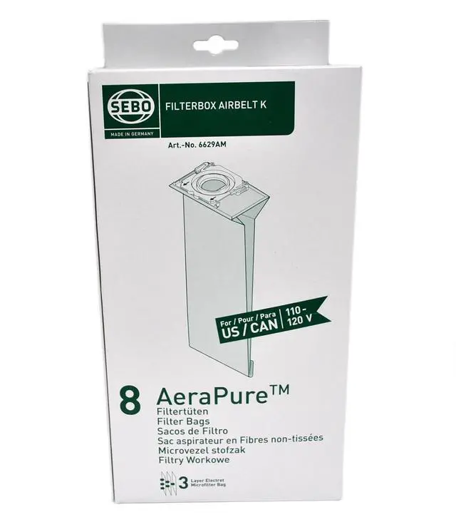 Main image of Sebo K Series Vacuum Cleaner Bags (Pack of 8) 6629ER (Genuine)
