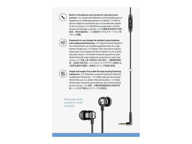 Alt view image 2 of 6 - Sennheiser CX 300S in Ear Headphone with One-Button Smart Remote - Black