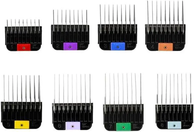 Alt view image 4 of 5 - Wahl Pro Animal Stainless Steel Attachment Combs - 8 Cutting Lengths - Color-Coded Dog & Cat Clipper Guides - Animal Grooming Essentials - Snag-Free Cutting - Multicolor 2