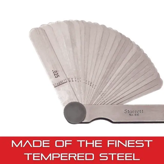 Alt view image 4 of 6 - Starrett Tempered Steel English Thickness Gage with Straight Leaves - Ideal for Carpenters and Home Improvement - 26 Leaves, 1/2"-1/4" x 3"-1/32" Size, .0015"-.025" Range - 66