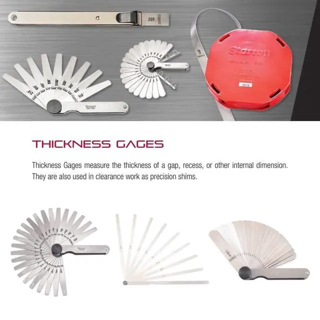 Alt view image 3 of 6 - Starrett Tempered Steel English Thickness Gage with Straight Leaves - Ideal for Carpenters and Home Improvement - 26 Leaves, 1/2"-1/4" x 3"-1/32" Size, .0015"-.025" Range - 66