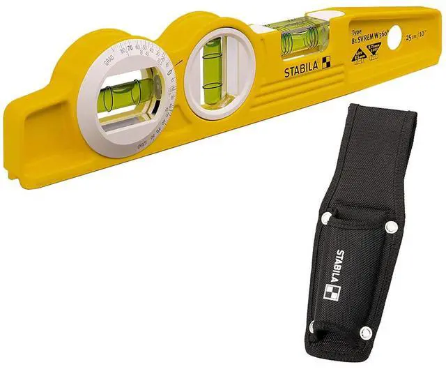 Main image of Stabila 16670/0 25 cm "Torpedo Type 81 SV REM W360" Spirit Level With Bag - Yellow/Black