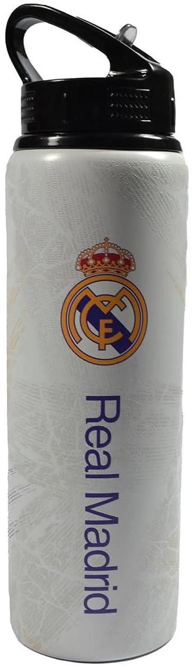 Main image of Hy-Pro Officially Licensed Real Madrid CF Aluminium Bottle - 750ml, Integrated Folding Straw, Leakproof, Lightweight, Great Football Gift Idea