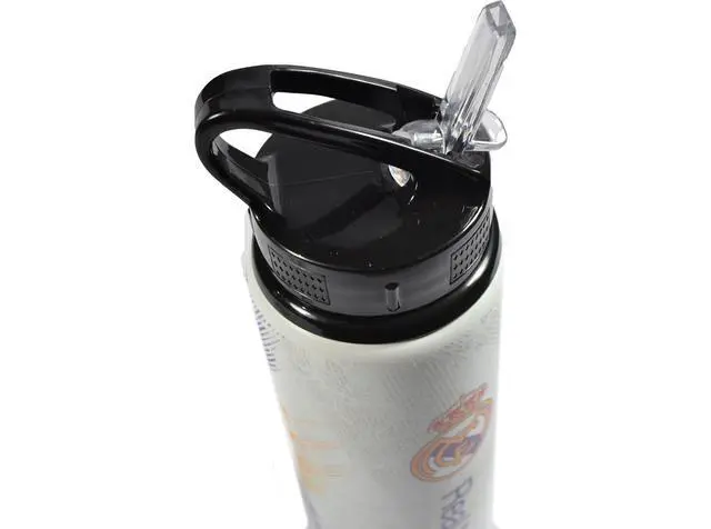 Alt view image 3 of 3 - Hy-Pro Officially Licensed Real Madrid CF Aluminium Bottle - 750ml, Integrated Folding Straw, Leakproof, Lightweight, Great Football Gift Idea