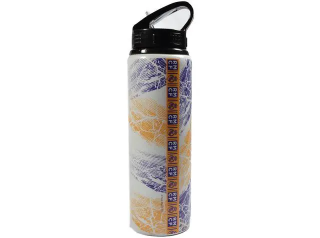 Alt view image 2 of 3 - Hy-Pro Officially Licensed Real Madrid CF Aluminium Bottle - 750ml, Integrated Folding Straw, Leakproof, Lightweight, Great Football Gift Idea