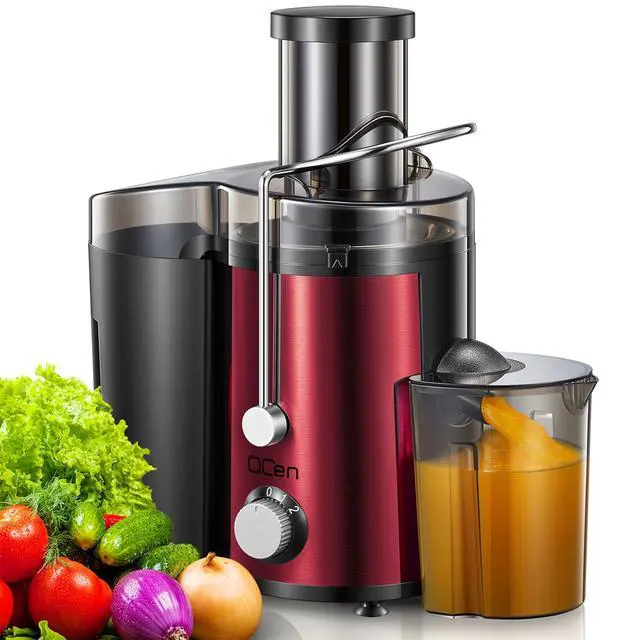Alt view image 2 of 7 - QCen 800W Juicer Machine Metallic Red and Electric Citrus Juicer Squeezer Bundle