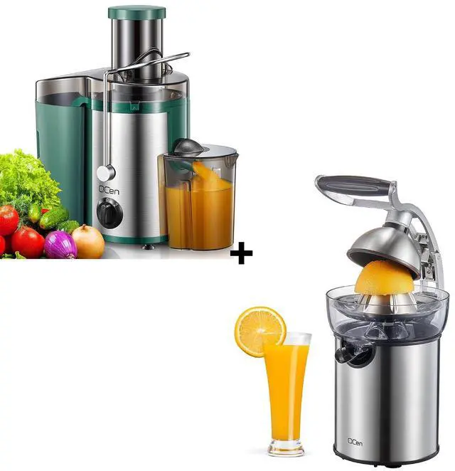 Main image of Qcen 500W Juicer Machine Green and Electric Citrus Juicer Squeezer Bundle