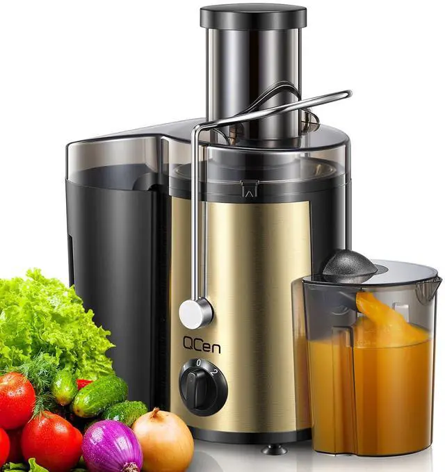 Alt view image 2 of 7 - QCen Centrifugal Juicer Machine Gold and 6PCS Glass Bottle Bundle