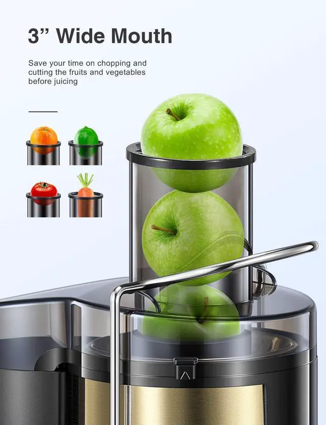Alt view image 3 of 7 - QCen Centrifugal Juicer Machine Gold and 6PCS Glass Bottle Bundle