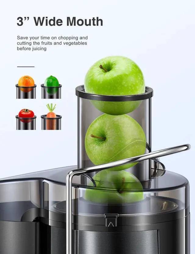 Alt view image 3 of 7 - QCen 500W Juicer Machine Metallic Black and Electric Citrus Juicer Squeezer Bundle