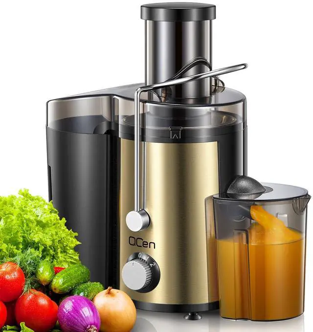 Alt view image 2 of 7 - QCen 800W Juicer Machine Gold and 6PCS Glass Bottle Bundle