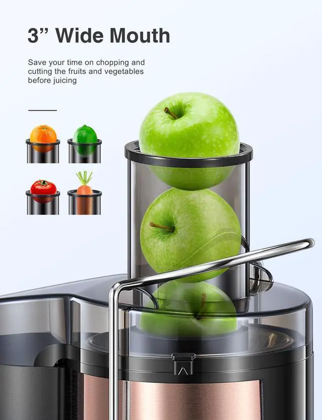 Alt view image 3 of 7 - QCen 500W Juicer Machine Metallic Rose Gold and Electric Citrus Juicer Squeezer Bundle