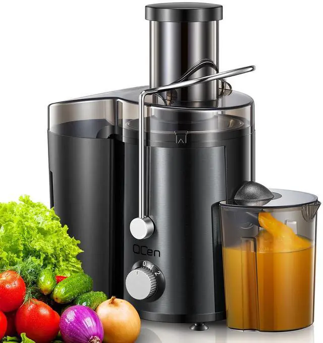 Alt view image 2 of 7 - QCen 800W Juicer Machine Metallic Black and Electric Citrus Juicer Squeezer Bundle