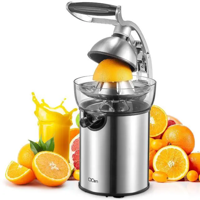 Alt view image 6 of 7 - QCen 800W Juicer Machine Metallic Red and Electric Citrus Juicer Squeezer Bundle