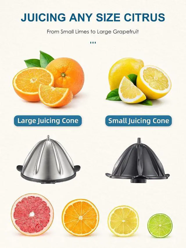 Alt view image 7 of 7 - QCen 800W Juicer Machine Metallic Red and Electric Citrus Juicer Squeezer Bundle