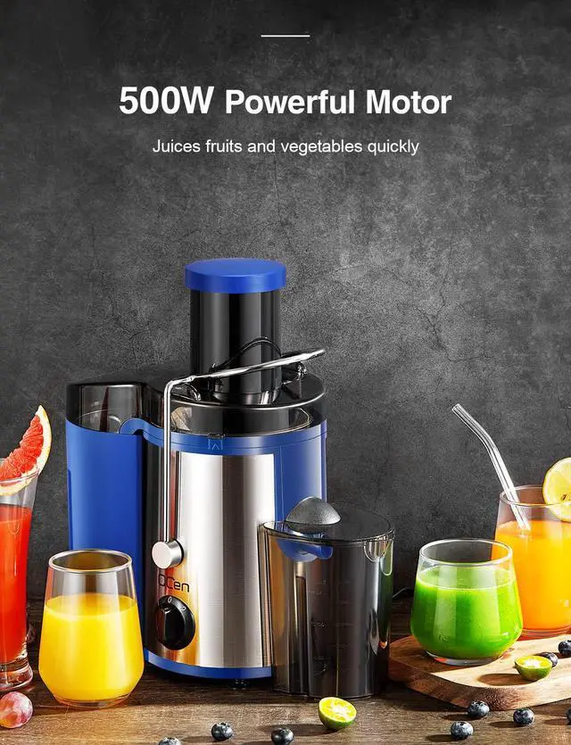 Alt view image 4 of 7 - QCen Centrifugal Juicer Machine Blue and 6PCS Glass Bottle Bundle