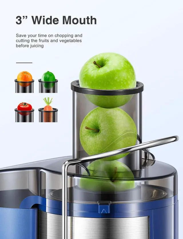 Alt view image 2 of 7 - QCen Centrifugal Juicer Machine Blue and 6PCS Glass Bottle Bundle