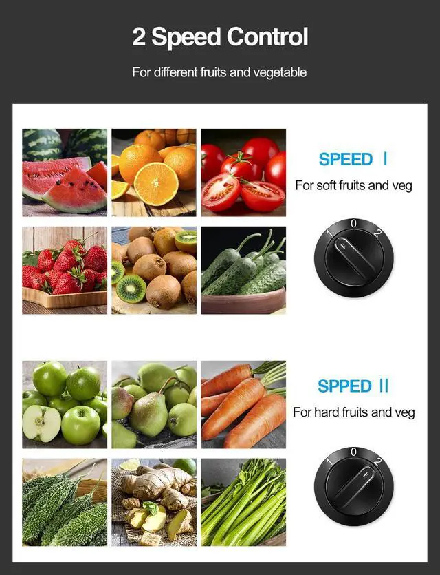 Alt view image 4 of 7 - QCen Juicer Machine, 500W Centrifugal Juicer Extractor with Wide Mouth 3 Feed Chute for Fruit Vegetable, Easy to Clean, Stainless Steel, BPA-free (Aqua)