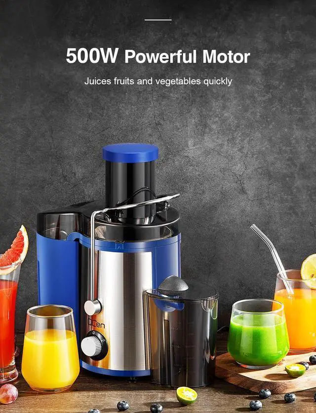 Alt view image 5 of 7 - Juicer Machine, 800W Centrifugal Juicer Extractor with Wide Mouth 3 Feed Chute for Fruit Vegetable, Easy to Clean, Stainless Steel, BPA-free (Blue)