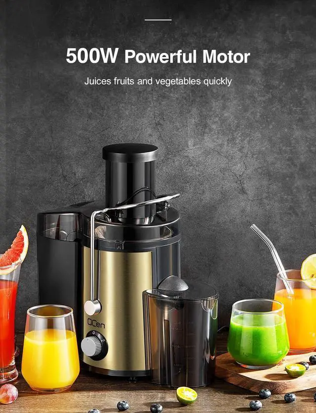 Alt view image 5 of 7 - Juicer Machine, 800W Centrifugal Juicer Extractor with Wide Mouth 3 Feed Chute for Fruit Vegetable, Easy to Clean, Stainless Steel, BPA-free (Gold)
