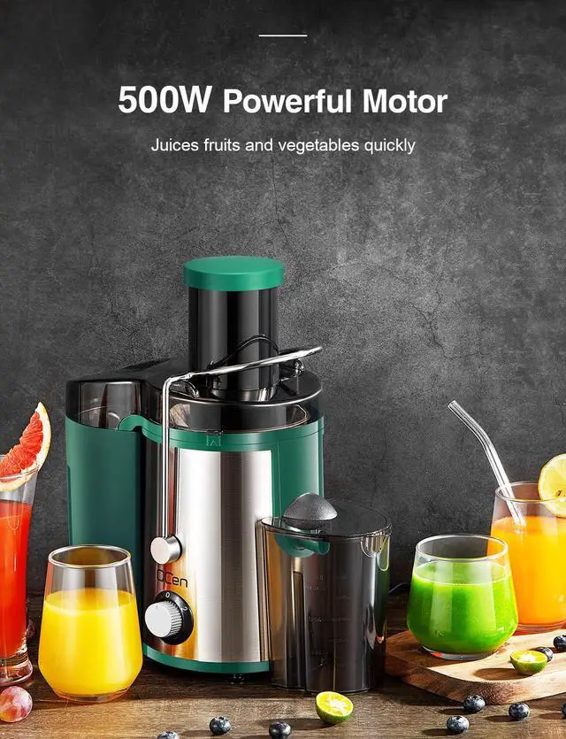 Alt view image 5 of 7 - Juicer Machine, 800W Centrifugal Juicer Extractor with Wide Mouth 3 Feed Chute for Fruit Vegetable, Easy to Clean, Stainless Steel, BPA-free (Green)