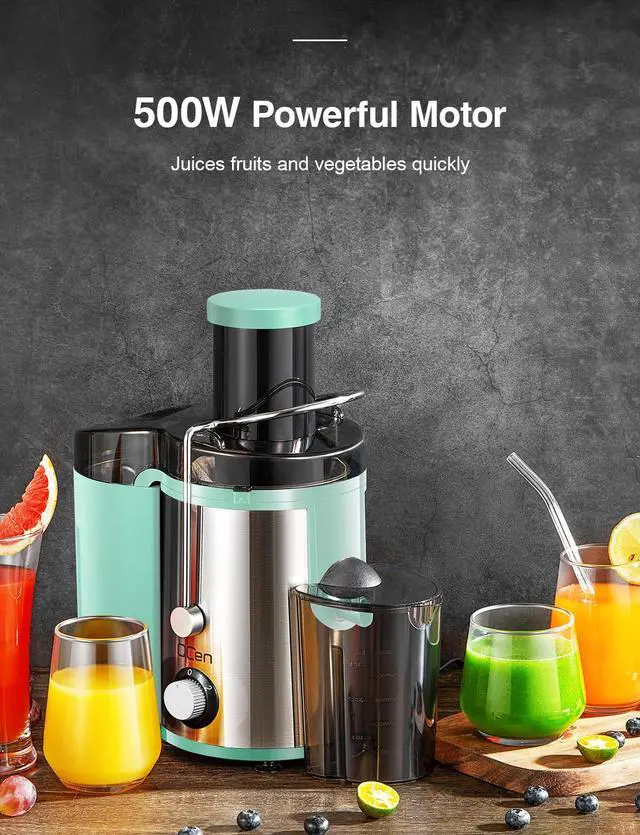 Alt view image 5 of 7 - Juicer Machine, 800W Centrifugal Juicer Extractor with Wide Mouth 3 Feed Chute for Fruit Vegetable, Easy to Clean, Stainless Steel, BPA-free (Aqua)