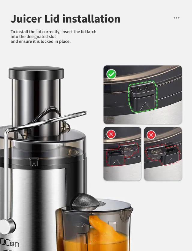 Alt view image 3 of 7 - Juicer Machine, 800W Centrifugal Juicer Extractor with Wide Mouth for Fruit Vegetable, Easy to Clean, Stainless Steel, BPA-free (Black)