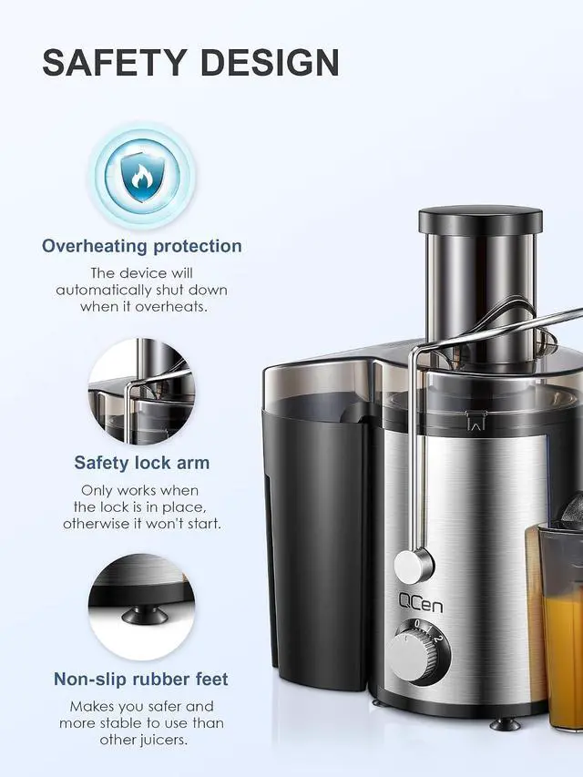Alt view image 6 of 7 - Juicer Machine, 800W Centrifugal Juicer Extractor with Wide Mouth for Fruit Vegetable, Easy to Clean, Stainless Steel, BPA-free (Black)