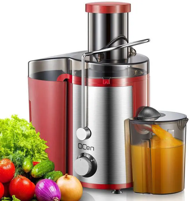 Main image of Juicer Machine, 800W Centrifugal Juicer Extractor with Wide Mouth 3 Feed Chute for Fruit Vegetable, Easy to Clean, Stainless Steel, BPA-free (Red)