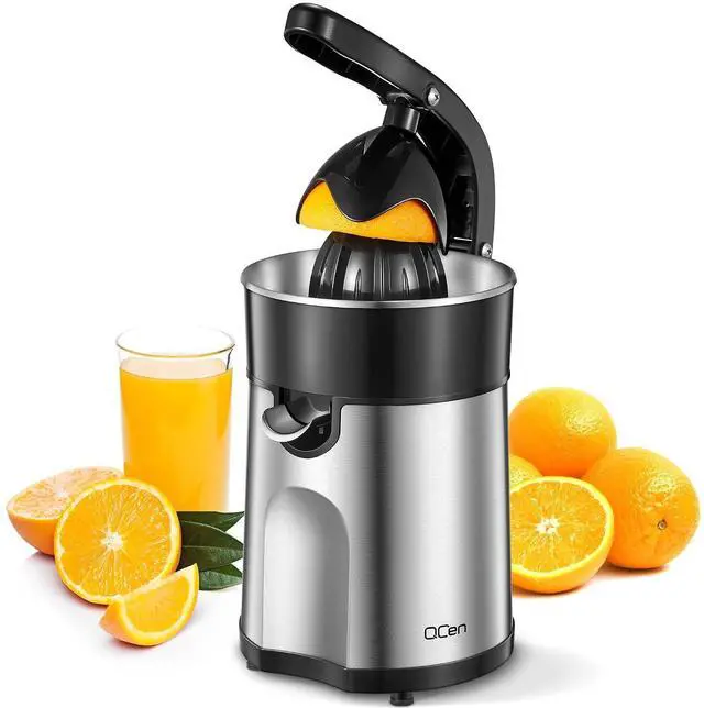 Main image of Professional Brushed Stainless Steel Electric Citrus Juicer, 2 Interchangeable Cones for Orange, Lemon & Grapefruit, Easy Clean, Durable Design & Effortless Operation