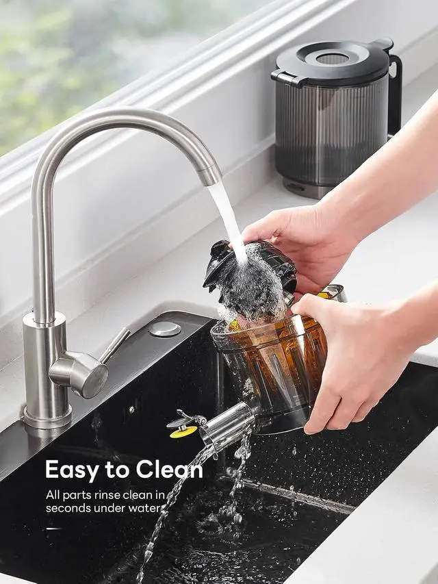 Alt view image 6 of 7 - QCen Cold Press Juicer, 5.5 Wide Feed Chute Slow Masticating Juicer Machine for Whole Fruits and Vegetables, Easy to Clean (Gray)