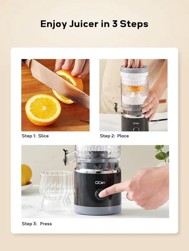 Alt view image 6 of 7 - Citrus Juicer Machine, Automatic Orange Juicer Squeezer, High Juice Yield, Ease to Use and Clean, Electric Fruits Juicer with Cleaning Brush for Orange, Lemon, Grapefruit(Black)