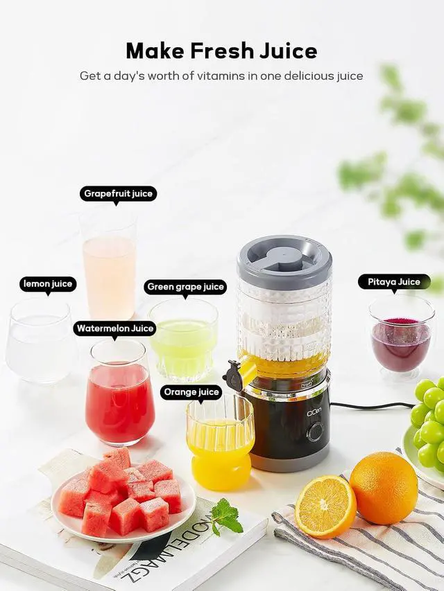 Alt view image 7 of 7 - Citrus Juicer Machine, Automatic Orange Juicer Squeezer, High Juice Yield, Ease to Use and Clean, Electric Fruits Juicer with Cleaning Brush for Orange, Lemon, Grapefruit(Black)