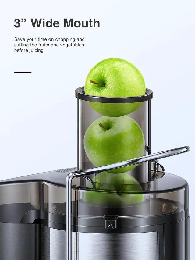 Alt view image 3 of 7 - QCen 800W Juicer Machine Black and 6PCS Glass Bottle Bundle