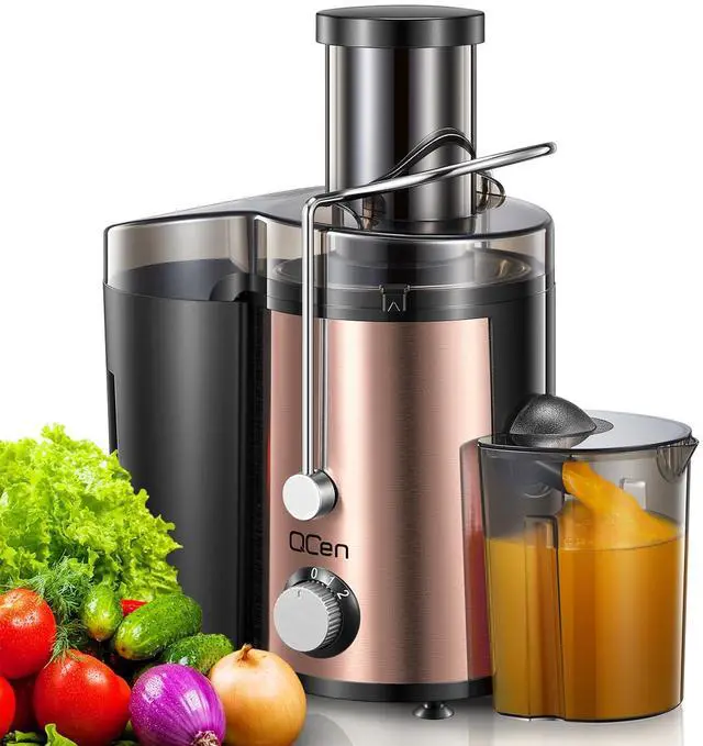 Alt view image 2 of 7 - QCen 800W Juicer Machine Rose Gold and 6PCS Glass Bottle Bundle