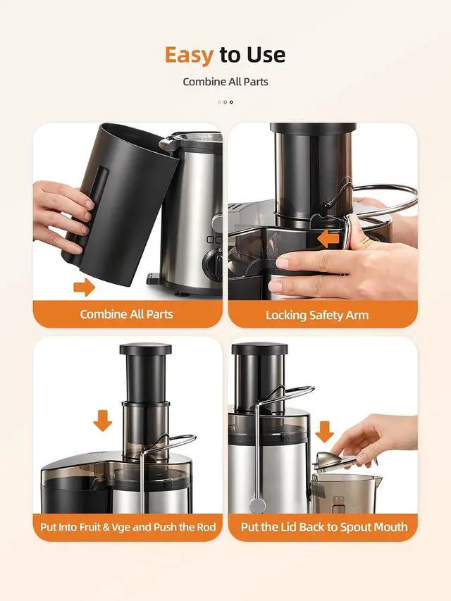 Alt view image 5 of 6 - 500W Centrifugal Juicer with 3" Feed Chute, BPA-Free Black