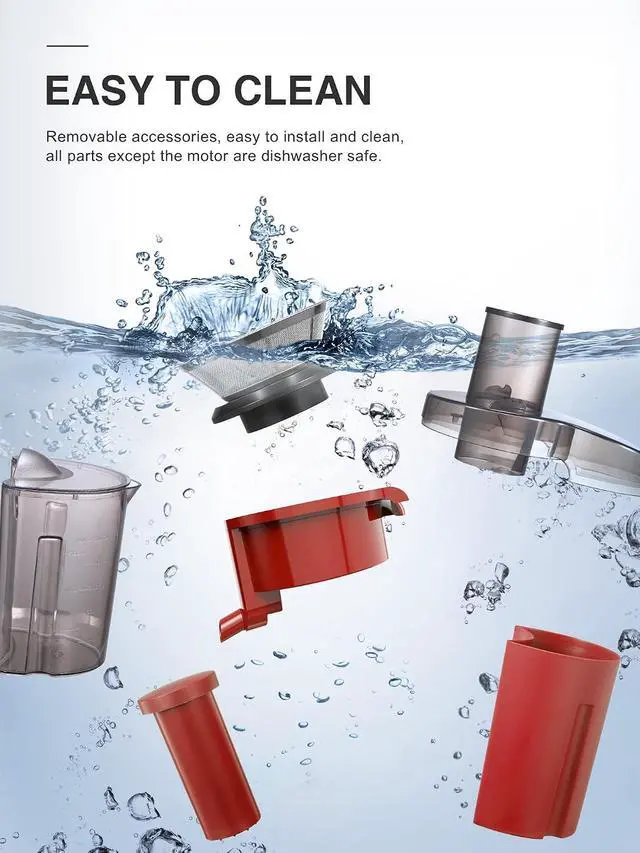 Alt view image 6 of 7 - QCen Centrifugal Juicer Machine Red and 6PCS Glass Bottle Bundle