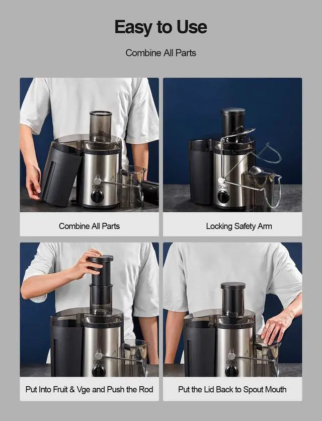 Alt view image 7 of 7 - QCen Centrifugal Juicer Machine Blue and 6PCS Glass Bottle Bundle
