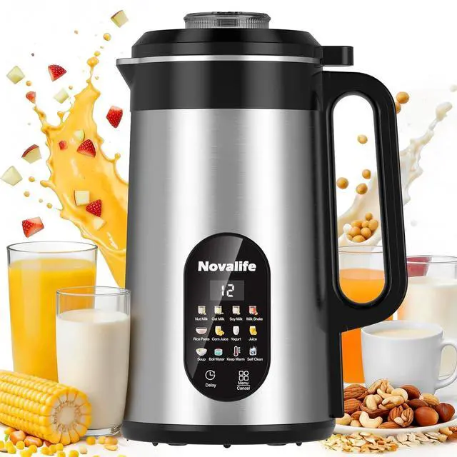 Main image of 12 in 1 Nut Milk Maker Machine, 50oz Soy Milk Maker Blender, Homemade Soy Milk, Oat Milk, Juice, Almond Milk, Plant Based and Non Dairy Beverages,12H Delay Start/Self Cleaning/Keep Warm, Silver